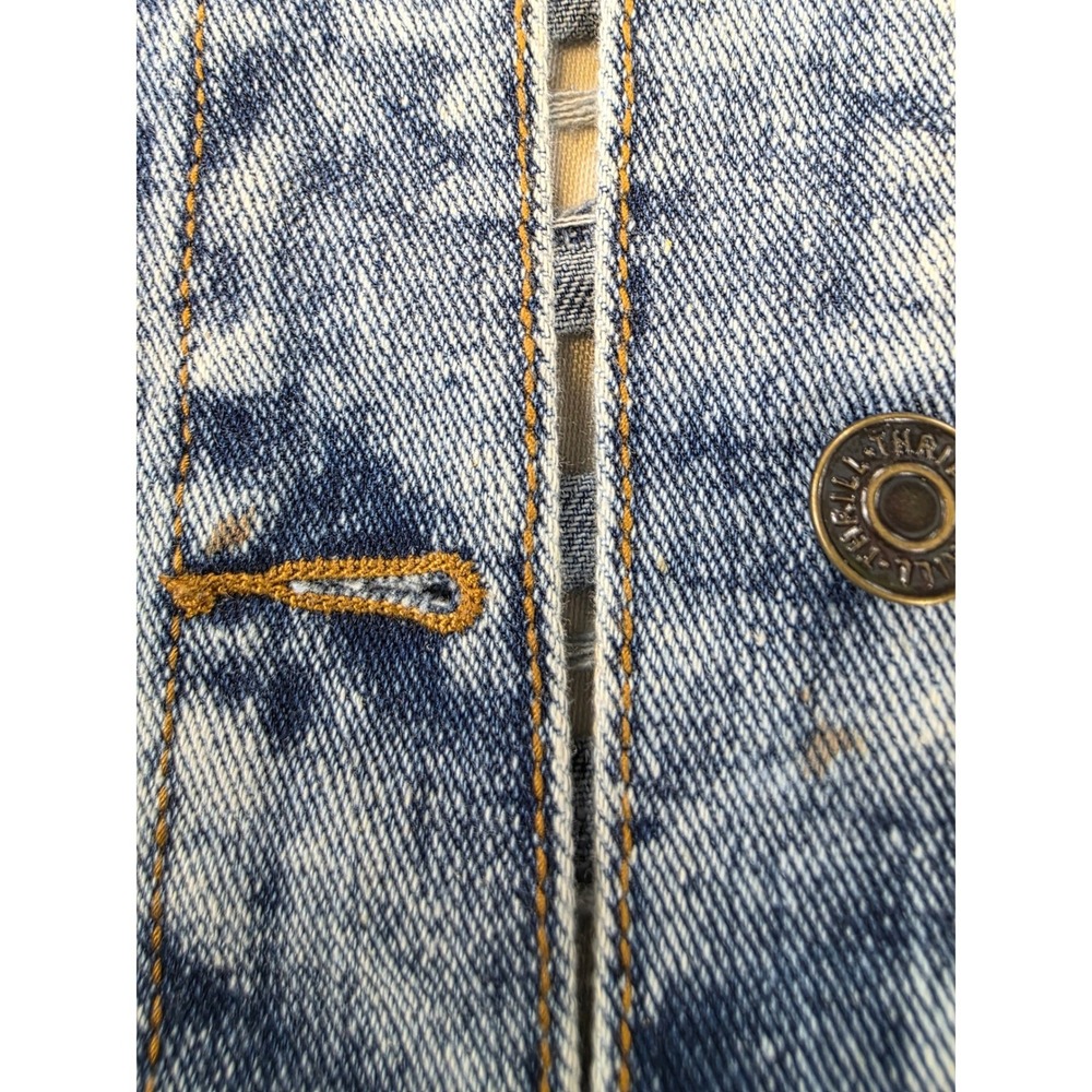 Thrill Jeans Womens Acid Wash Distressed Cropped Denim Jacket Blue L Shredded - Picture 6 of 9